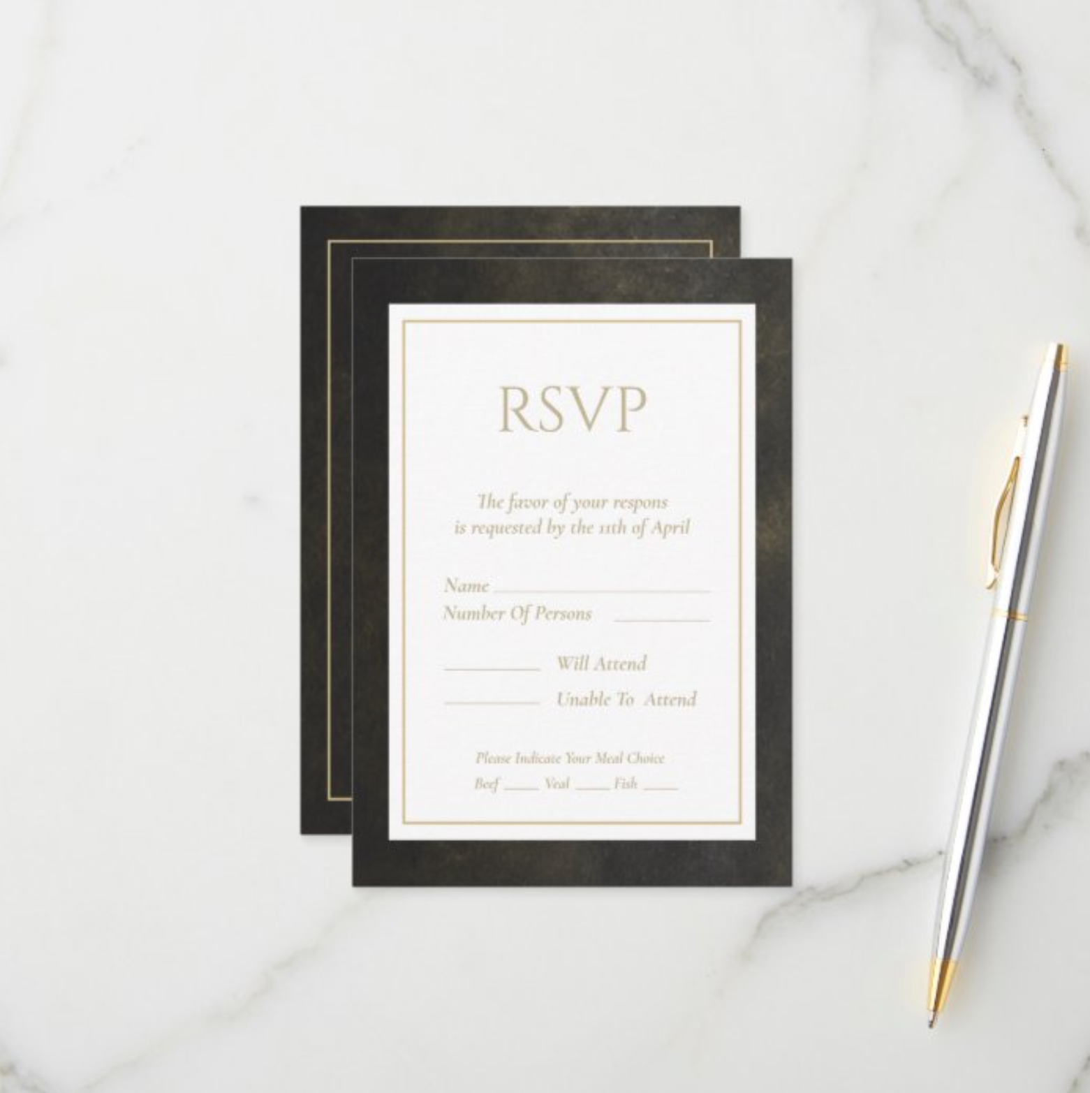 Gold Dust Wedding RSVP Card