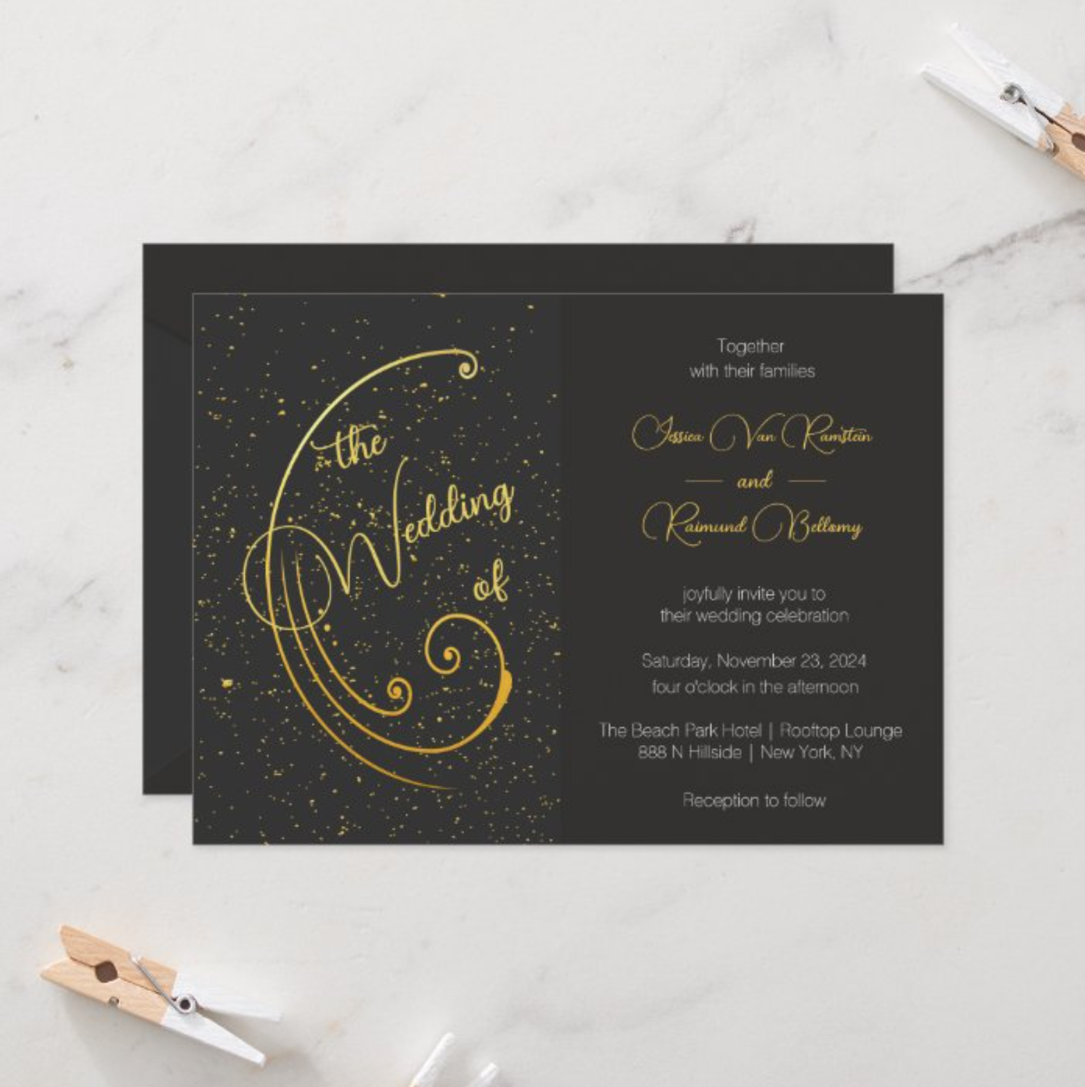 Gold Speckle Wedding Invitation