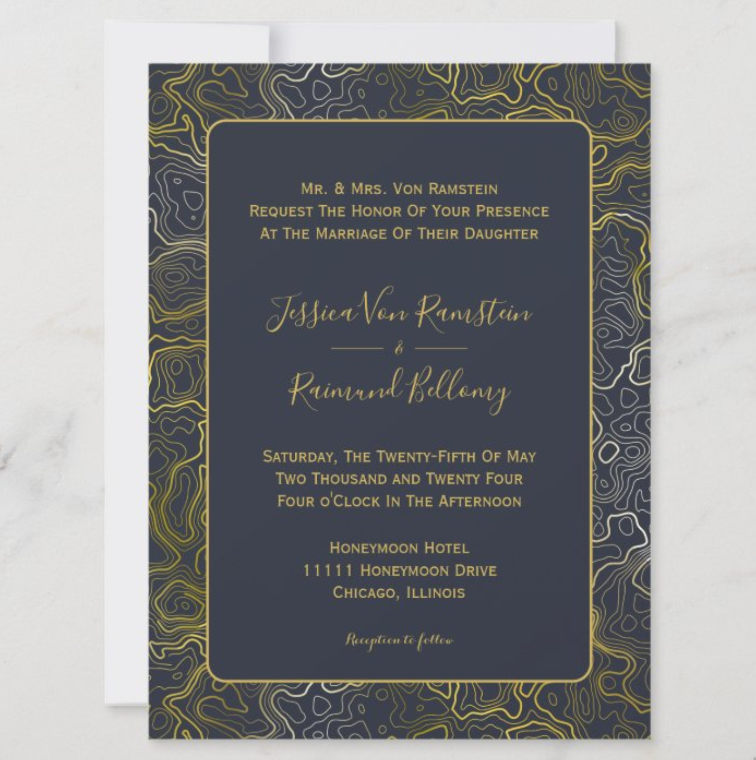 Gold Topography Wedding Invitation