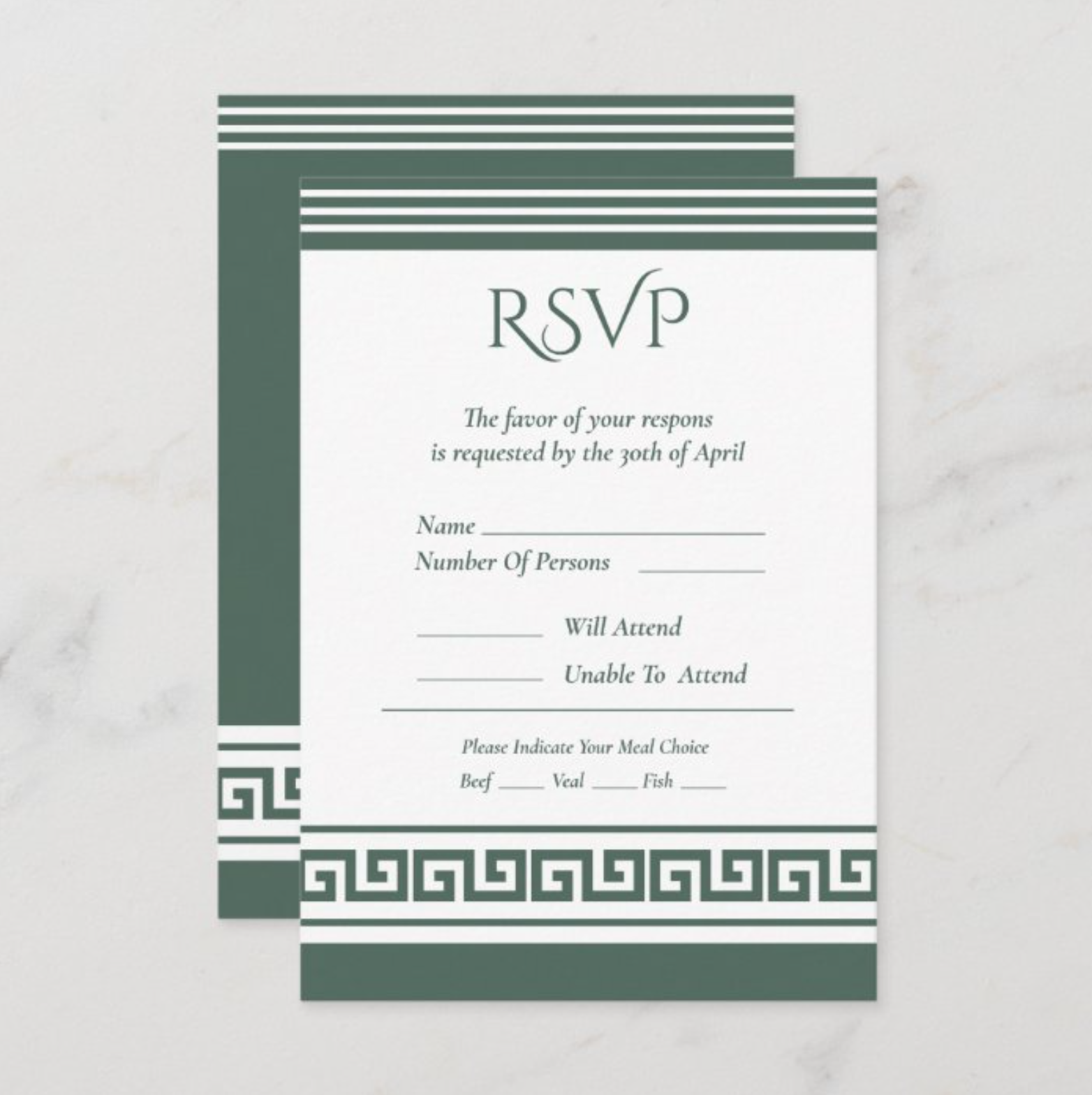 Greek Key RSVP Card