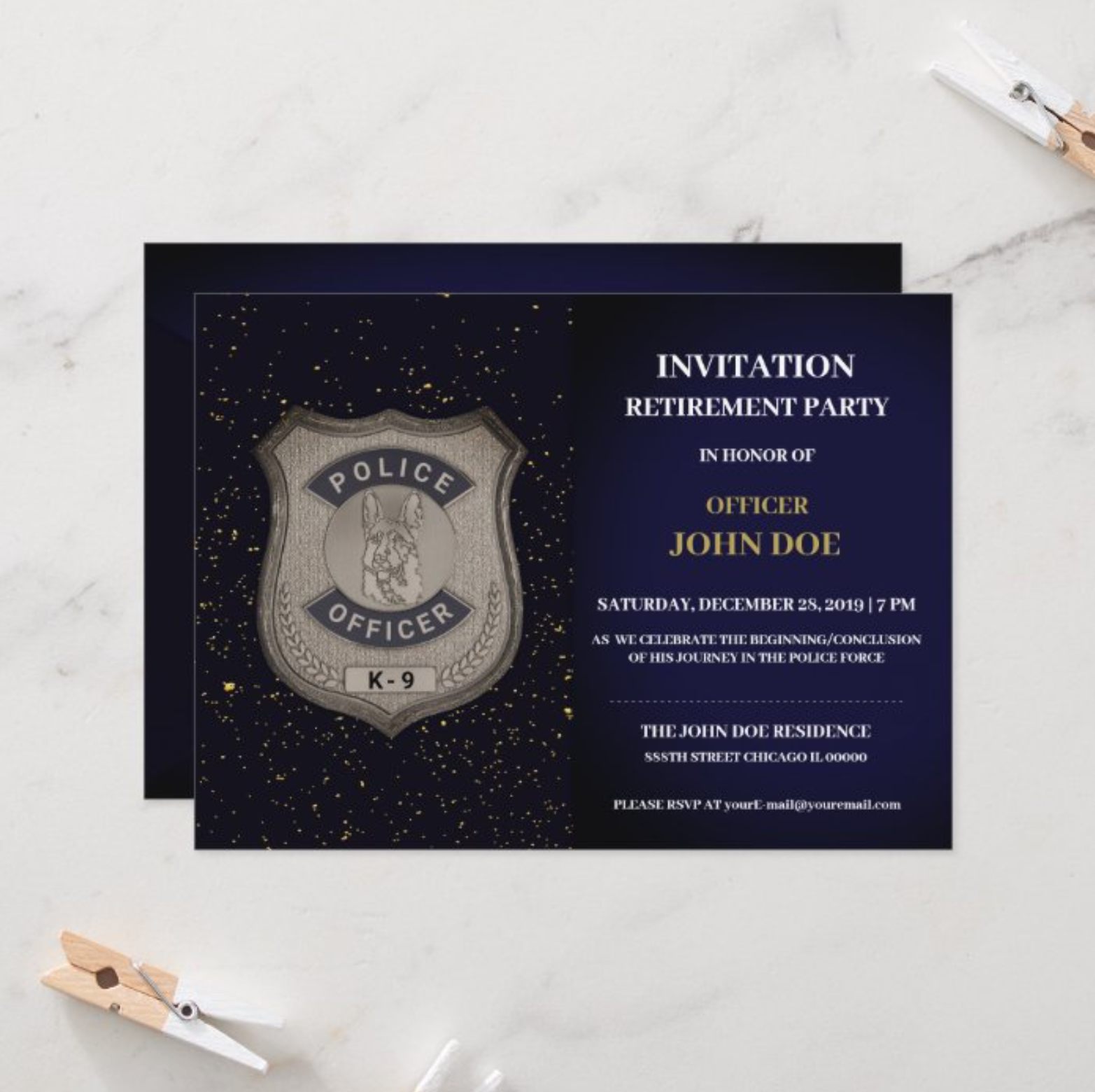 K9 Officer Retirement Invitation