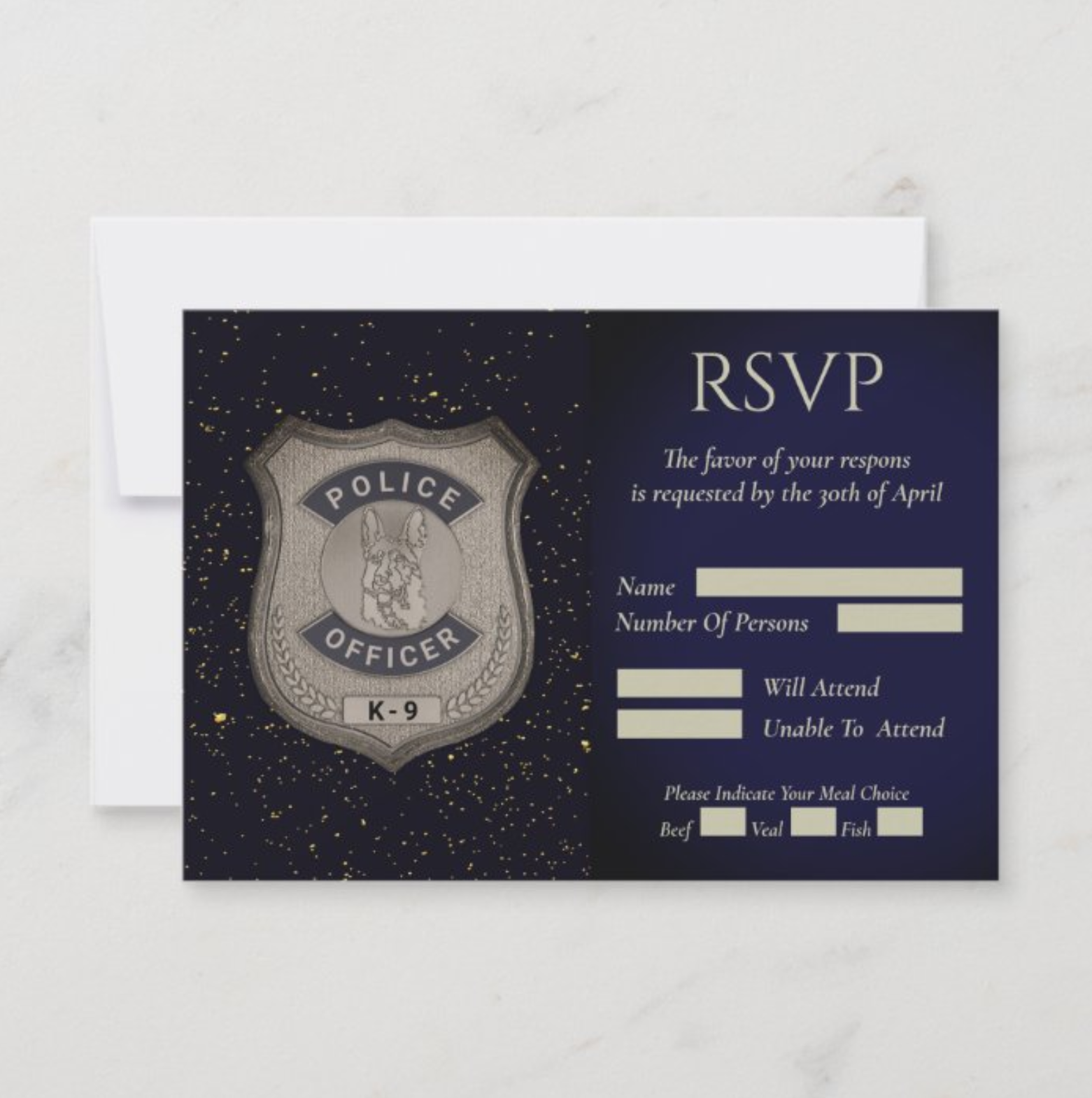 K9 Officer Retirement Response Card